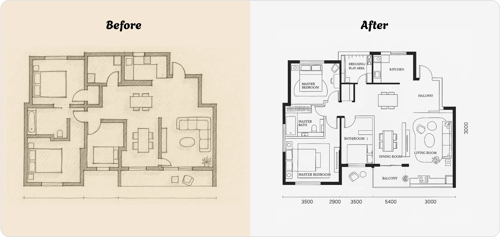 Space planning layout generation example